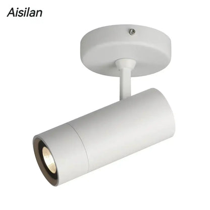 White cylindrical decorbites led spotlight with matte finish and adjustable head for bedroom and living room lighting