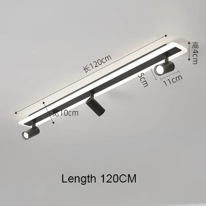 Black and white modern linear decorbites led spotlight ceiling lamp with three adjustable led spotlights for living spaces
