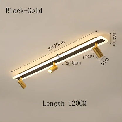 Black and gold decorbites led spotlight pendant light with sleek linear design 120cm for bedroom living room lighting