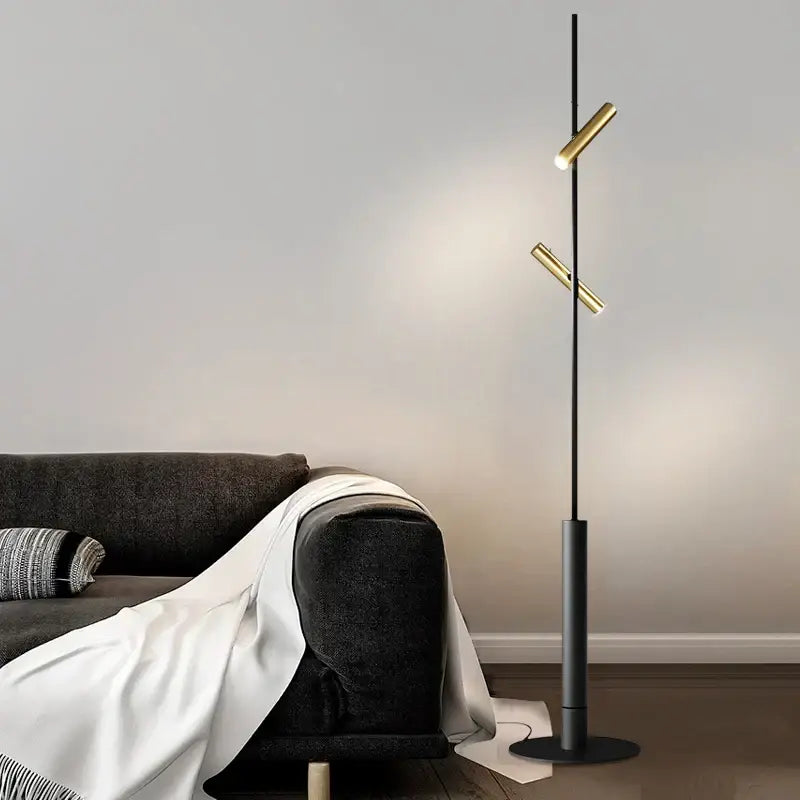 Modern floor lamp decorbites led spotlight with black base and gold led spotlight projection for minimalist decor