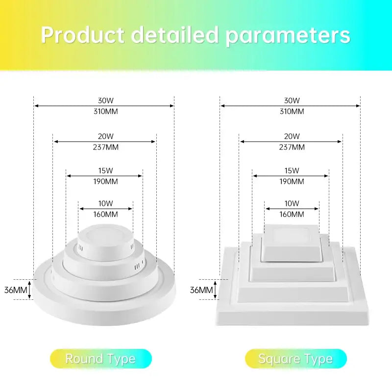 White round and square ceiling light fixtures with tiered circular and stepped designs in decorbites led square ceiling model
