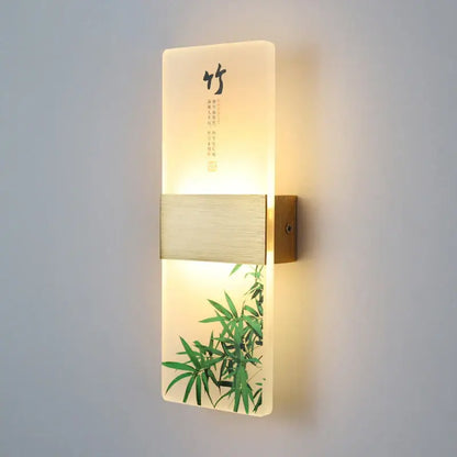 Decorbites led square wall lamp with frosted glass bamboo design emits warm glow for hotel and restaurant lighting