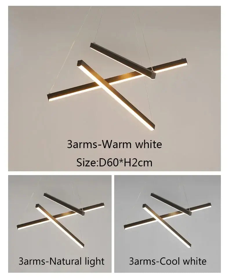 Modern minimalist decorbites™ stair ceiling chandelier with black and gold finish emitting warm or cool white light