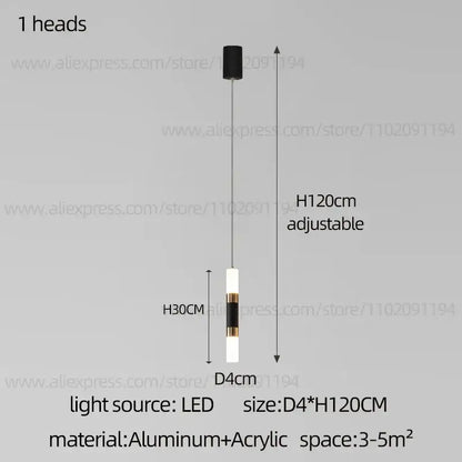 Decorbites™ led staircase chandelier with modern black and white cylindrical design and gold-toned accents for duplex homes