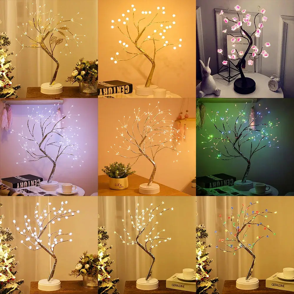 Decorbites led starry tree table lamp with slim branches warm white adjustable color modes touch switch