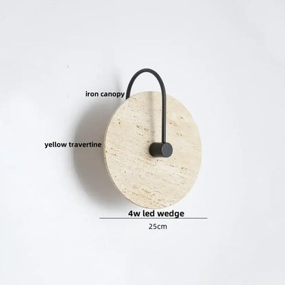 Decorbites™ modern nordic yellow cave bathroom stone clock wall lamp sconce with 4w led wedge light and black iron canopy