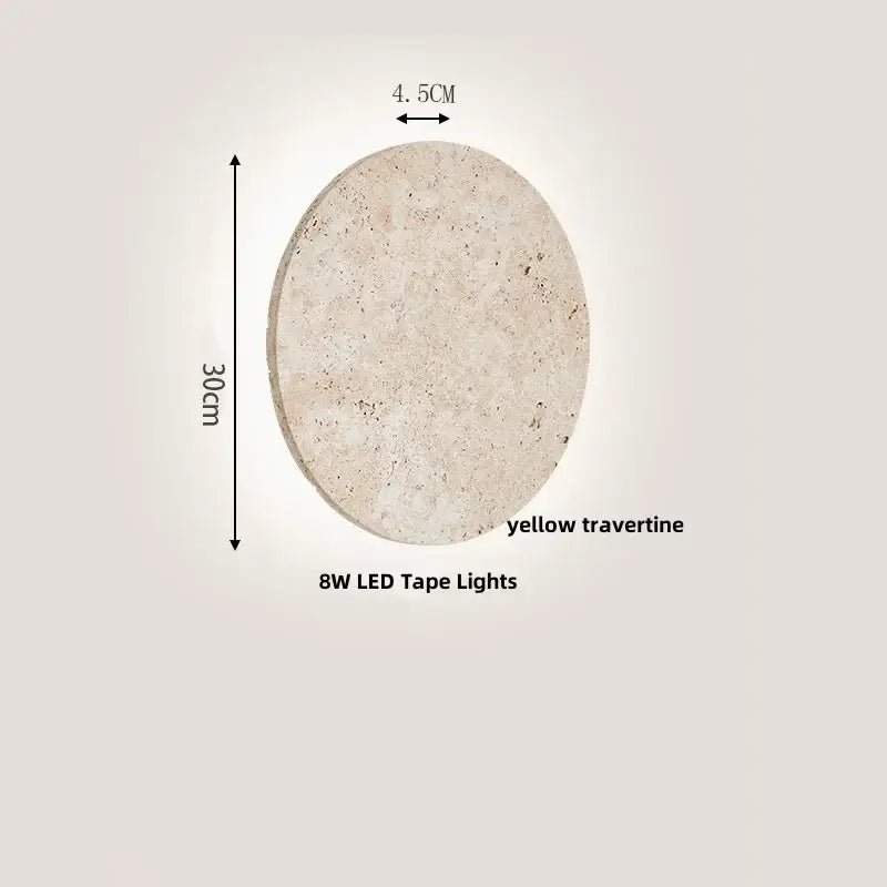 Circular yellow travertine decorbites led stone wall lamp sconce with 8w led tape lights for modern living spaces