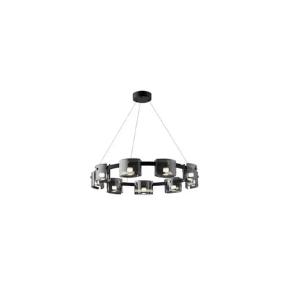 Black circular DecorBites led straight line ceiling chandelier with sleek metallic finish and multiple cylindrical lights