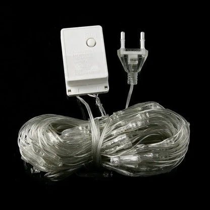 Clear led string lights with white plastic power adapter and transparent plug from DecorBites led string for festive decor