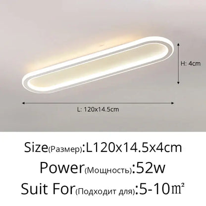 Modern white DecorBites led strip ceiling light with sleek elongated oval design and warm glow for bedroom and living room decor