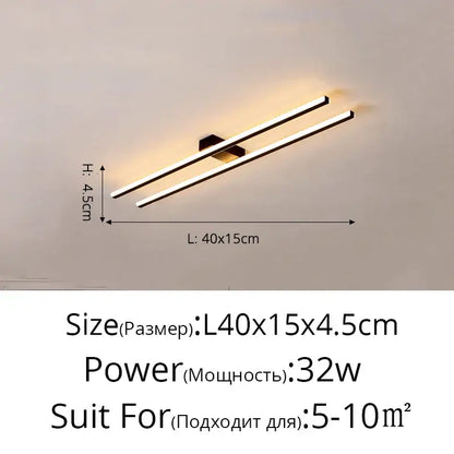 Modern minimalist decorbites led strip chandelier with two sleek parallel bars emitting warm light for corridor lighting