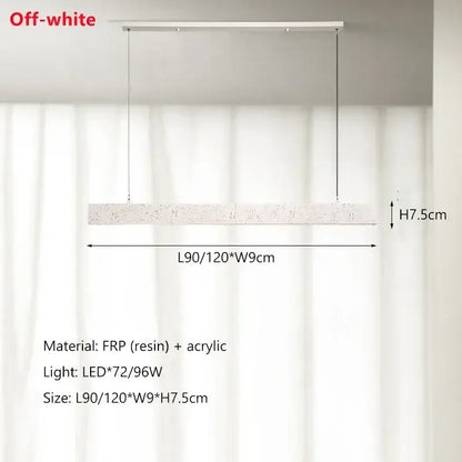 Off-white rectangular pendant lights with textured resin and acrylic finish featuring led lighting by DecorBites led strip chandelier