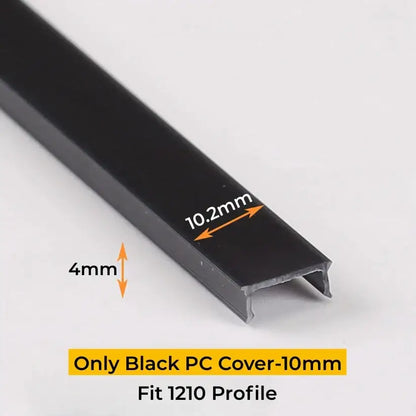 Black plastic cover for decorbites™ led strip channel diffuser fits 1210 aluminum profile 10.2mm width 4mm height