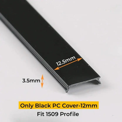 Black plastic decorate™ led strip channel diffuser with matte finish 12.5mm by 3.5mm for 1509 aluminum profile