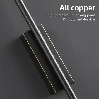 Black rectangular copper door handle with gold trim edges on decorbites led strip copper wall lamp for living room use