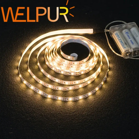 Welpur flexible led strip light with warm white illumination and clear plastic battery pack for decorbites™ use