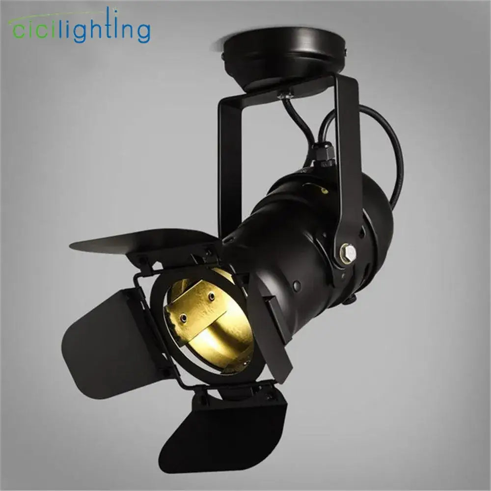 Black metal decorbites led surface mount spotlight with gold interior and adjustable barn doors for living room and store use