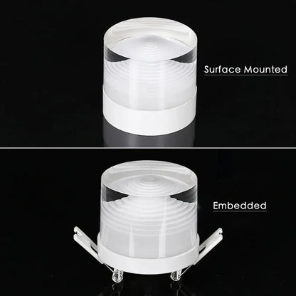 Clear cylindrical led spotlight with white base and mounting brackets in decorbites led surface mounted spot lights series