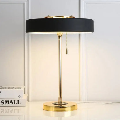 Decorbites led table lamp with black matte shade and sleek gold metal base for postmodern reading light