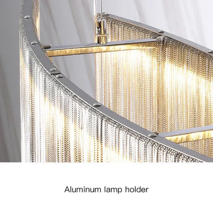 Decorbites led tassel chandelier pendant light with aluminum frame and clear faceted beads for living room villa hall