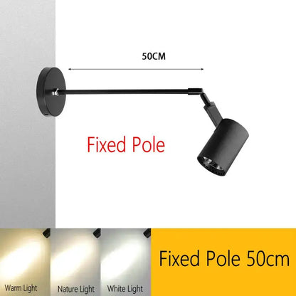 Black matte aluminium decorbites telescopic wall lamp with 50cm adjustable spotlight for gallery lighting