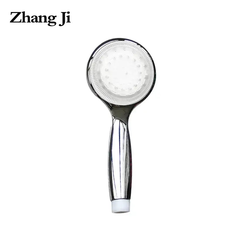Chrome finished decorbites led temperature controlled shower head with white spray face and ribbed handle chrome plating