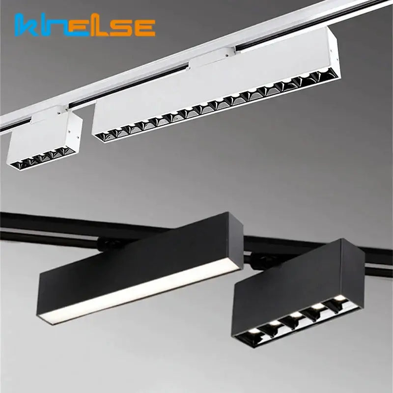 Modern white and matte black decorbites led track light with rectangular led arrays for contemporary interior illumination