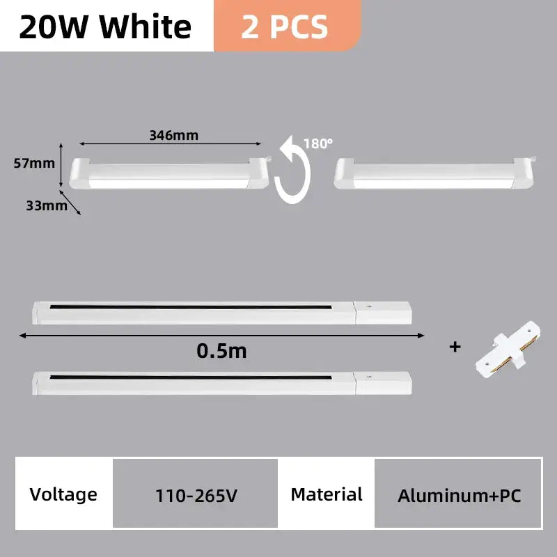 DecorBites™ white 20w led track light set with aluminum and pc construction for flexible home installation