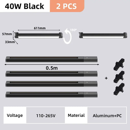 Decorbites™ black 40w led track light set made of aluminum and pc material for home decor lighting solutions