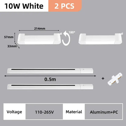 White 10w led strip lights with aluminum and pc construction for flexible installation in decorbites™ track light set