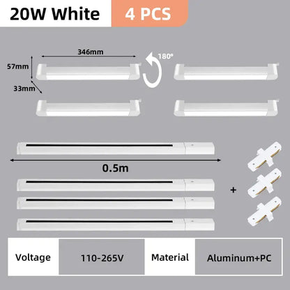 Decorbites™ white 20w led track light set made of aluminum and pc material for home decor lighting solutions