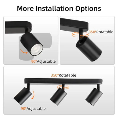 Decorbites™ led track spot light in black matte finish with 90° and 350° rotation for bedroom corridor use