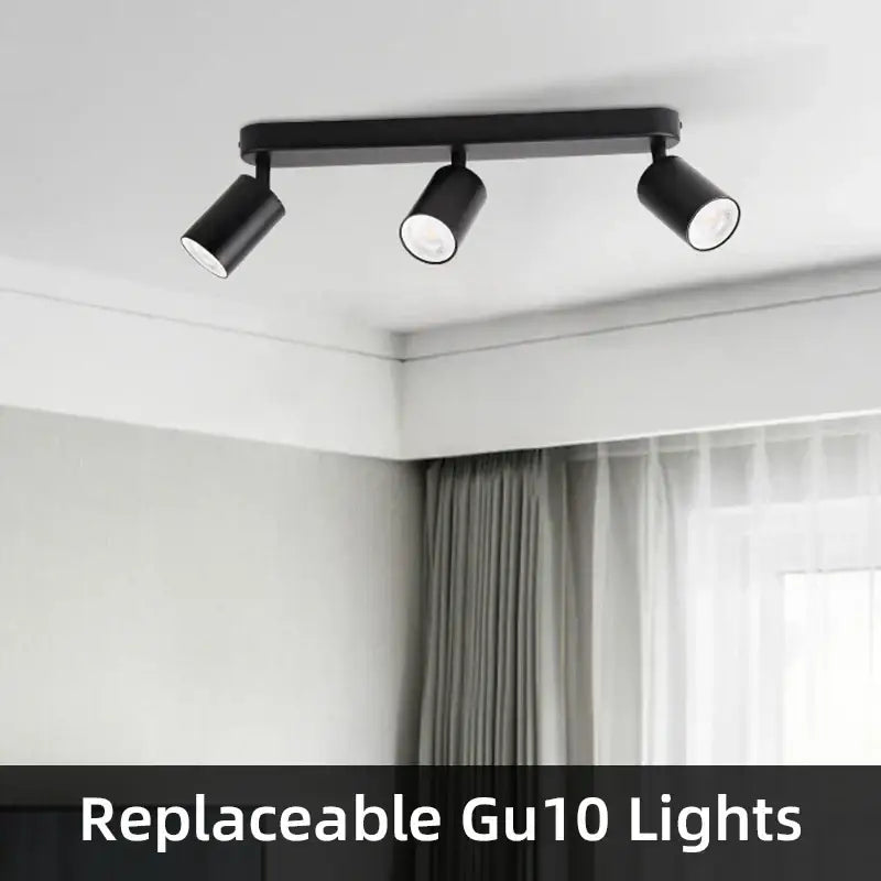DecorBites™ black matte led track spot with three adjustable spotlights for bedroom corridor lighting