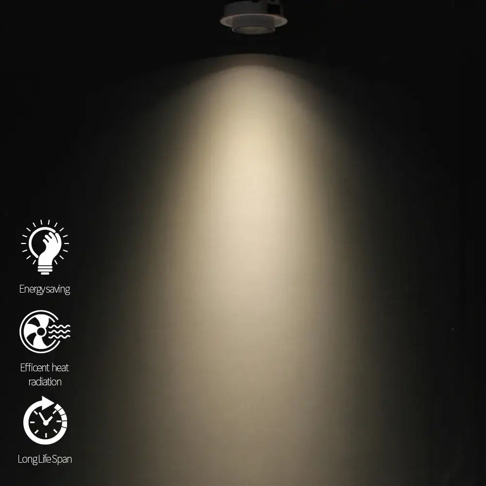 White DecorBites LED transformer downlight recessed spotlight with COB chip emits warm focused illumination