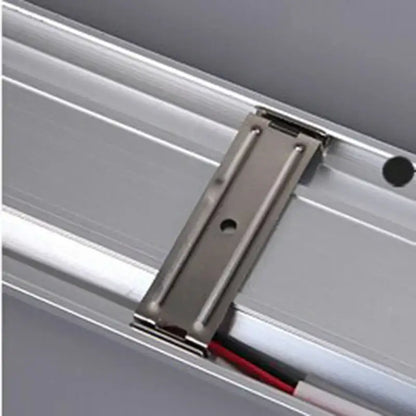 Silver metallic track mount bracket securing wiring in aluminum channel for decorbites led tri-proof batten tube light