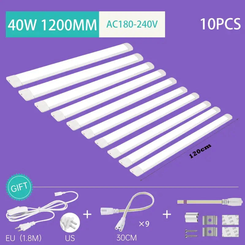 Ten white 40w led tube fixtures 120cm for ac180-240v by decorbites led tube fixture for living room lighting