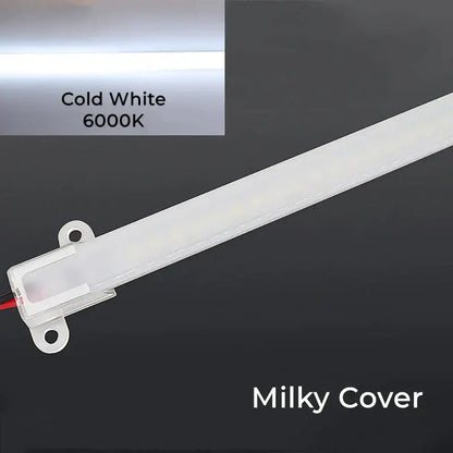 A sleek translucent milky white decorbites led tube lamp with 6000k cold white glow and integrated mounting bracket