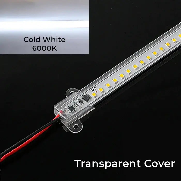 Clear plastic DecorBites LED tube lamp with cold white 6000k lighting and transparent cover for showcase cabinets