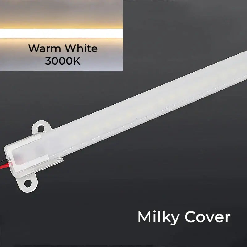 A sleek translucent white decorbites led tube lamp with milky cover and warm white 3000k illumination for cabinets