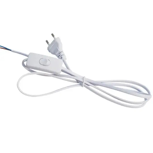 White electrical cord with integrated switch and european-style plug for decorbites led tube lamp strip lighting