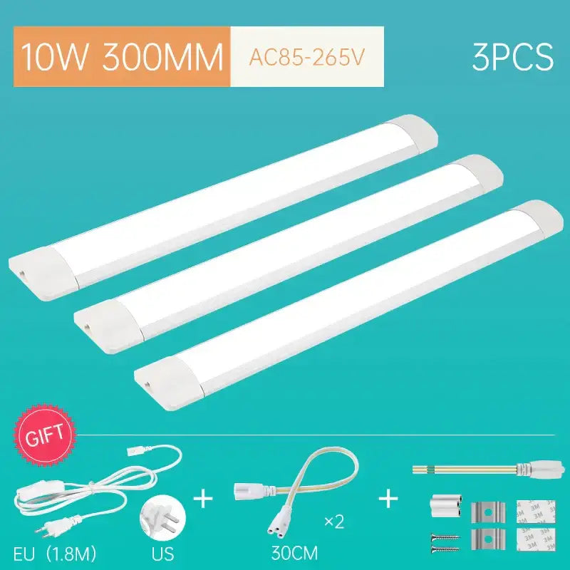 Decorbites™ white led tube light strip 300mm 10w tube light fixture for home kitchen bedroom cabinet lighting