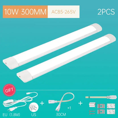 Two white 300mm led tube lights rated 10w in a decorbites™ tube light fixture for home kitchen bedroom cabinet lighting