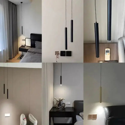 Black cylindrical pendant light with sleek minimalist design decorbites led tube for dining room bedroom kitchen bar hall