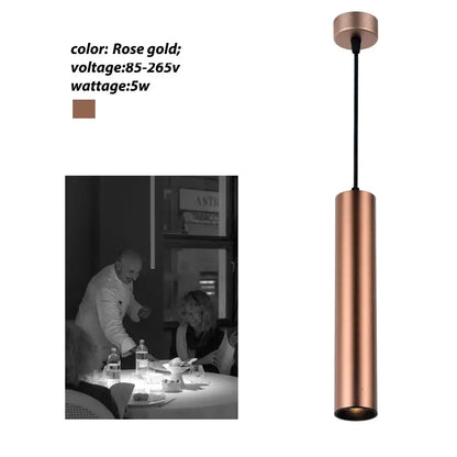 Rose gold decorbites led tube pendant light with sleek metallic finish and black cord for kitchen dining decor