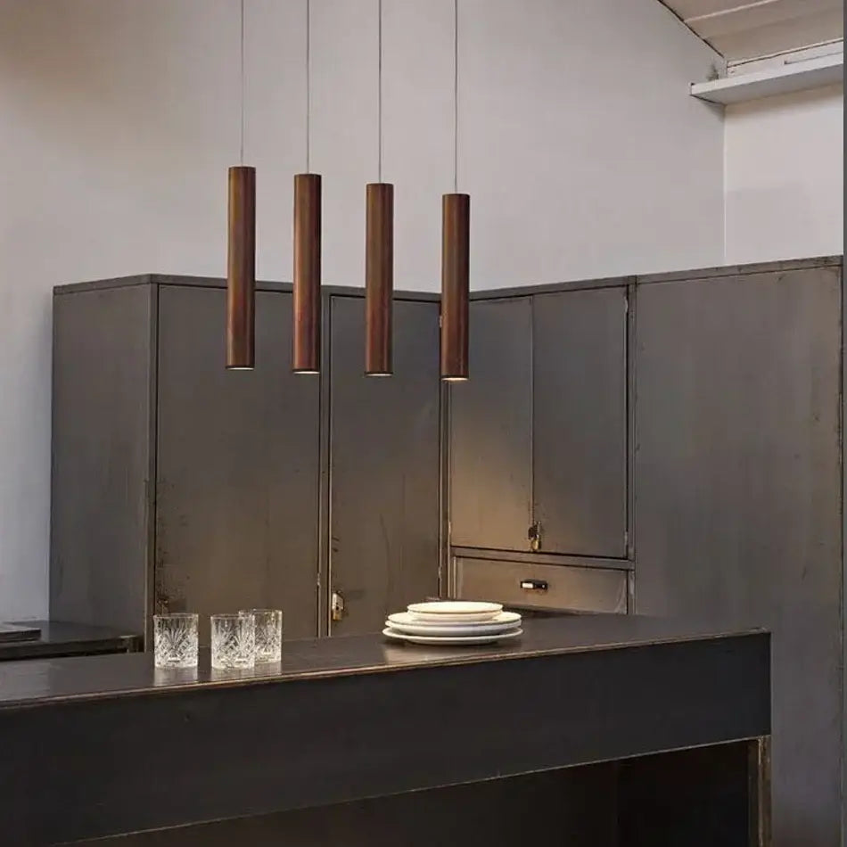 Four sleek cylindrical copper pendant lights of decorbites led tube pendant light 5w for kitchen dining decor