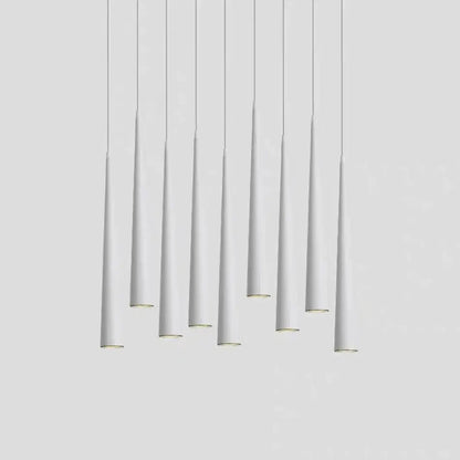 Set of seven minimalist white cylindrical pendant lights with decorbites led tube for kitchen dining room bar lighting