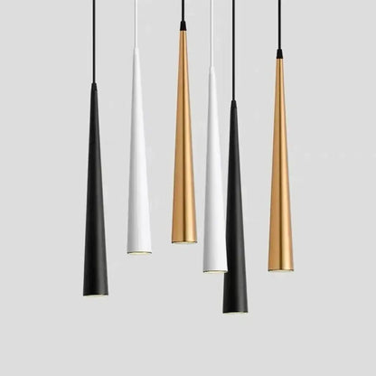 Five matt black and white conical pendant lights from decorbites led tube pendant for kitchen and dining lighting