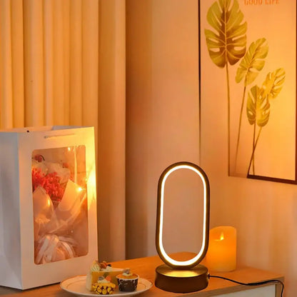 Decorbites™ led u-shaped lamp bedroom bedside decorative lamp with sleek black frame and glowing white light ring
