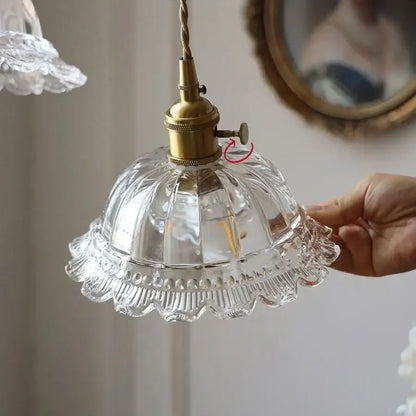 Clear intricately cut glass pendant light with brass fixture for dining room in decorbites led walnut and glass design