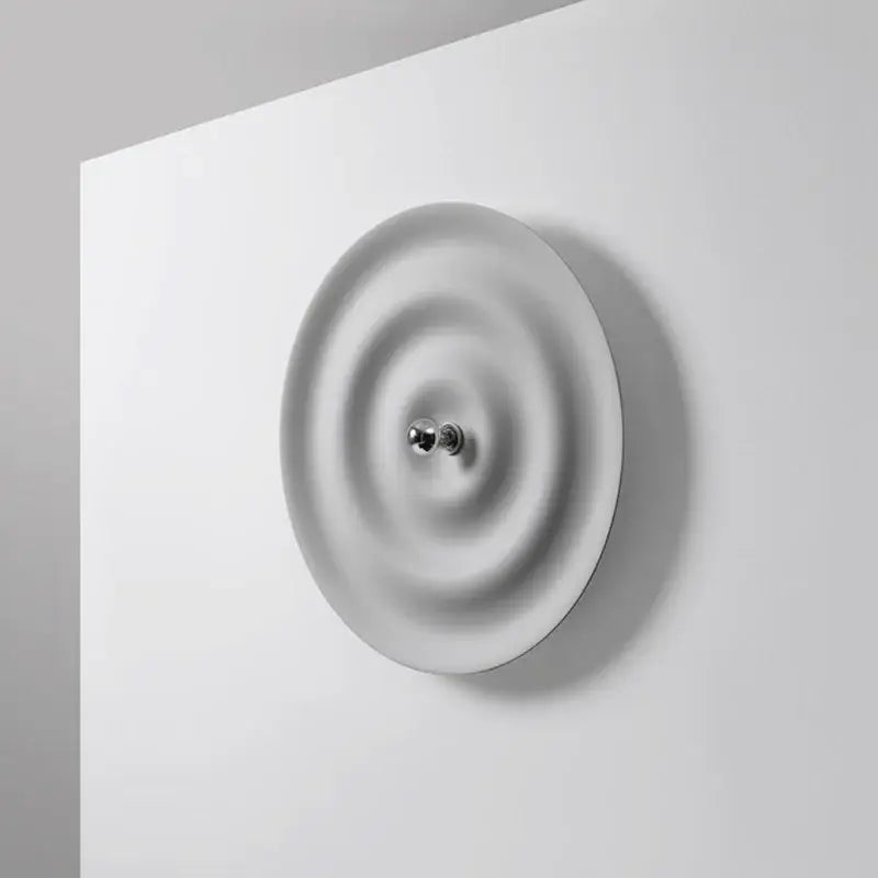 Minimalist decorbites led white sconce with concentric ridges and chrome knob for living room wall lighting